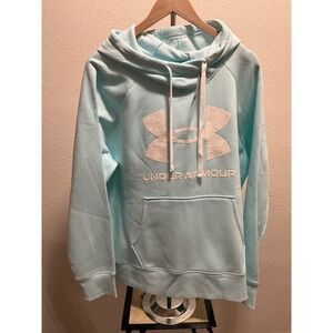 Under Armour Women's Loose Fit Logo Hoodie Light Aqua Blue Size 2XL little stain